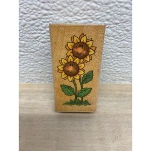 1996 Stampendous Sunflower Faces Wood Mounted Rubber Stamp